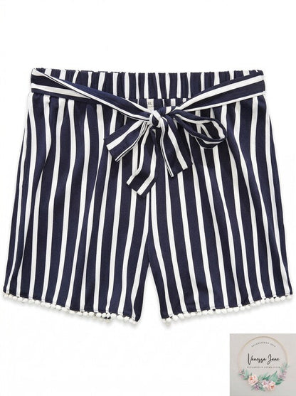 Monteau Big Girls Tie Waist and Pom Poms at Hem Shorts, Size XL