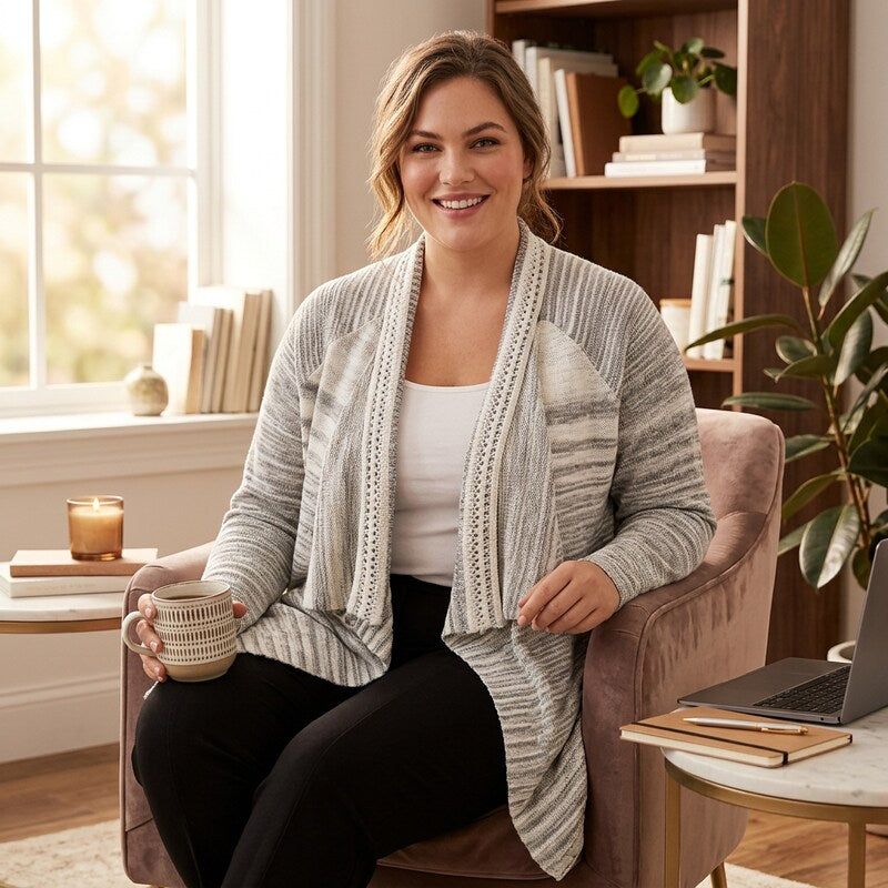 NIC+ZOE Plus Time Change Open-Front Cardigan, Size 2X