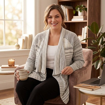 NIC+ZOE Plus Time Change Open-Front Cardigan, Size 2X