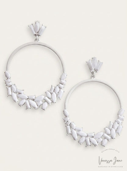 Inc Stone Cluster Drop Hoop Earrings
