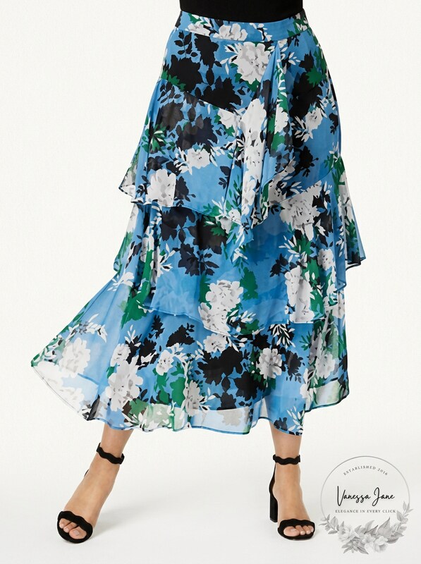 INC International Concepts Plus Size Printed Tiered Skir,t Size 20W
