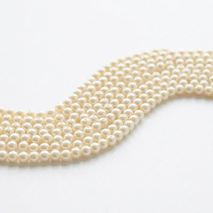 Weebee 200Pcs Glass Pearl Beads Loose Spacer Round Czech, Cream /4mm