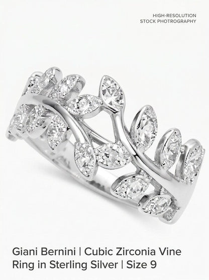 Giani Bernini Cubic Zirconia Vine Ring in Sterling Silver,Size 9