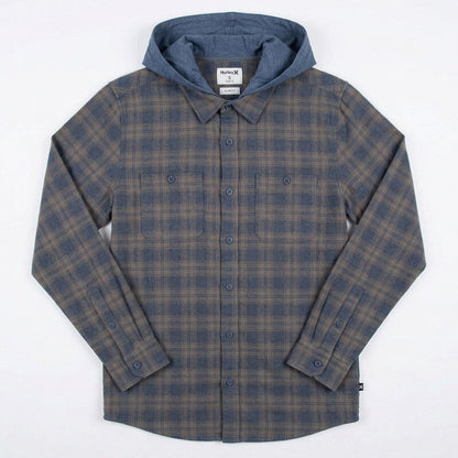 Hurley Mens Crowley Washed Hooded Long Sleeve Shirt, Size Small