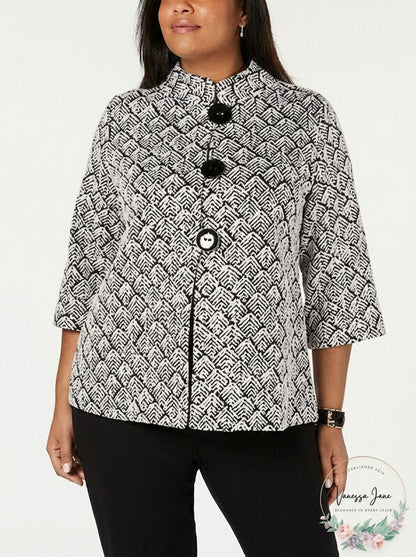 Jm Collection Plus Size Foil-Print Jacket Size 1X
