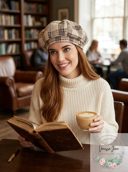 International Concepts Herringbone-Plaid Beret, One Size