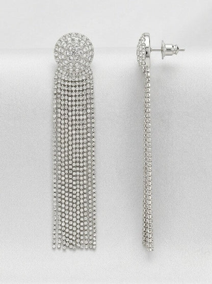 Aqua Crystal Fringe Drop Earrings