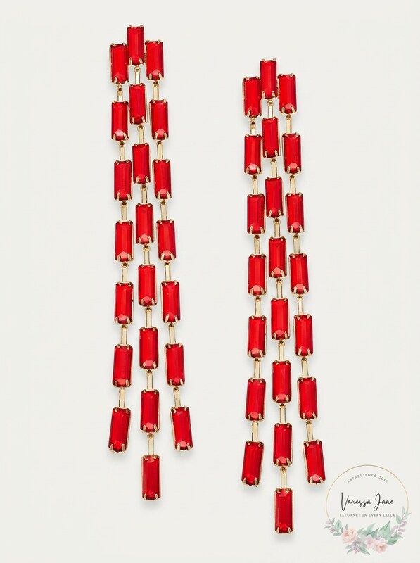 Thalia Sodi Gold-Tone Stone Triple-Row Linear Drop Earrings