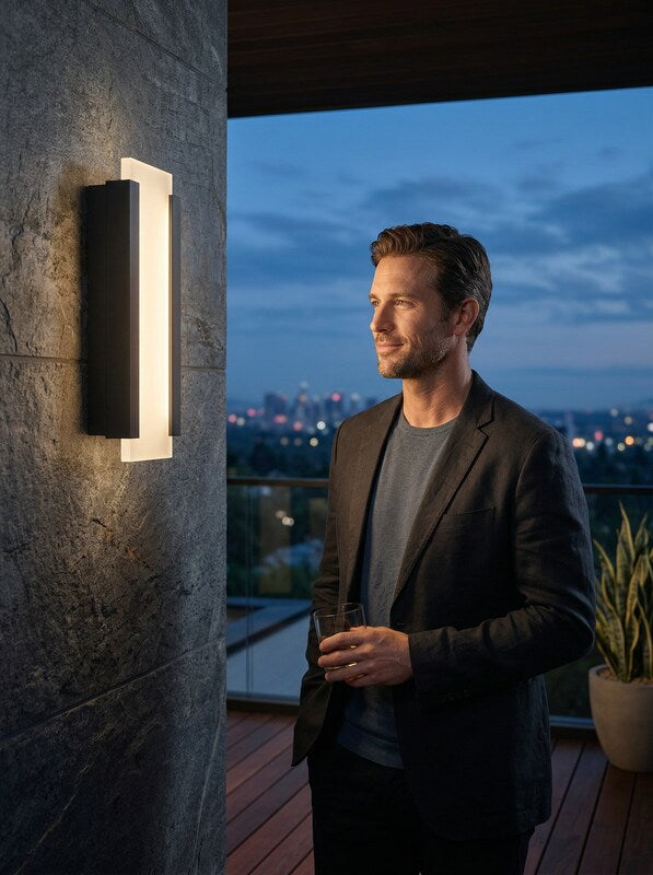 Wac Fiction LED Indoor &amp; Outdoor Wall Light 14 Inch, Ws-W11914-Bk
