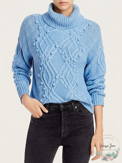 Cliche  Womens Blue Long Sleeve Turtle Neck Sweater M