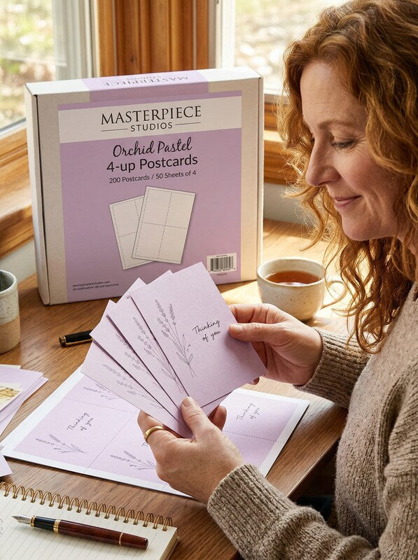 Masterpiece Studios Orchid Pastel 4-up Postcards, 200 Postcards