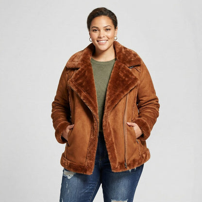 Style &amp; Co Plus Size Faux-Shearling Moto Jacket, Size 0X