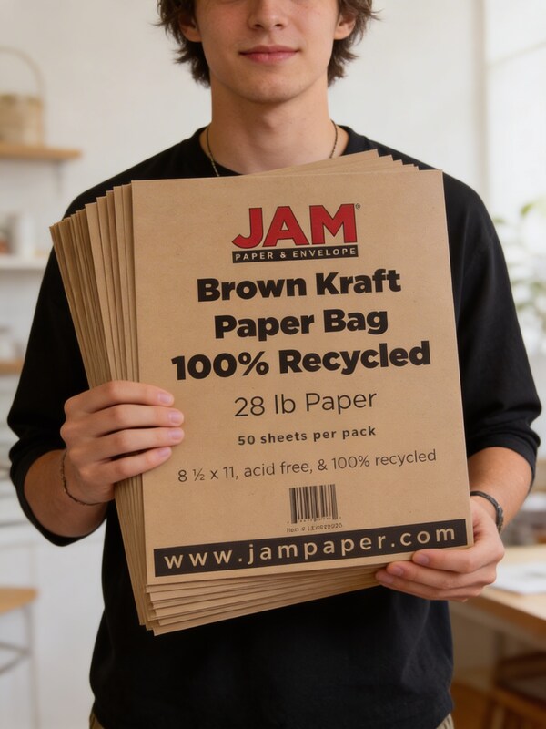 Jam Paper Matte 28lb Paper – 8.5 x 11 Letter – Brown Kraft – 50 Sheets/Pack