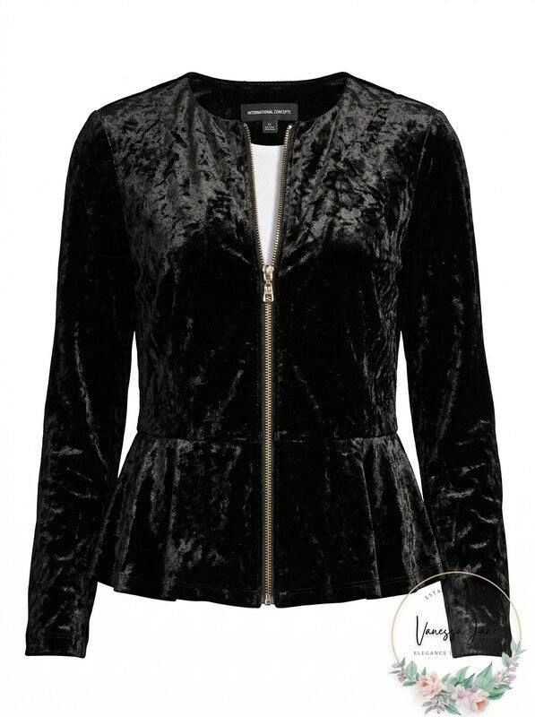 International Concepts Velvet Peplum Jacket, Size Medium