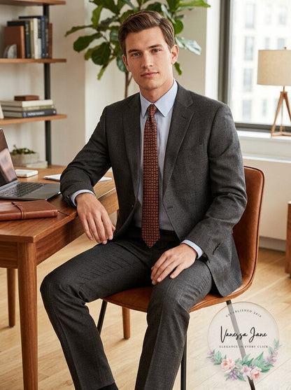 Dkny Mens Modern-Fit Stretch Charcoal/Brown Plaid Suit Separate Jacket,40L