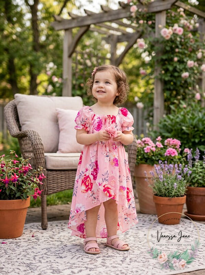 Rare Editions Girls Floral High-Low Dress, Size 2T
