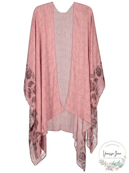 Rebecca Minkoff Womens Sweater One Shibori Paisley Ruana Wrap Pink One Size