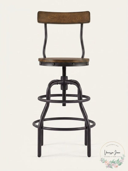 Home Decorators Collection Hamrick Industrial Adjustable Height Bar Stool, Black