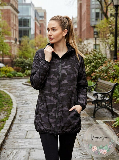 Calvin Klein Performance Camo-Print Packable Hooded Jacket, Size Small