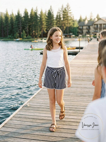 Monteau Big Girls Tie Waist and Pom Poms at Hem Shorts, Size XL