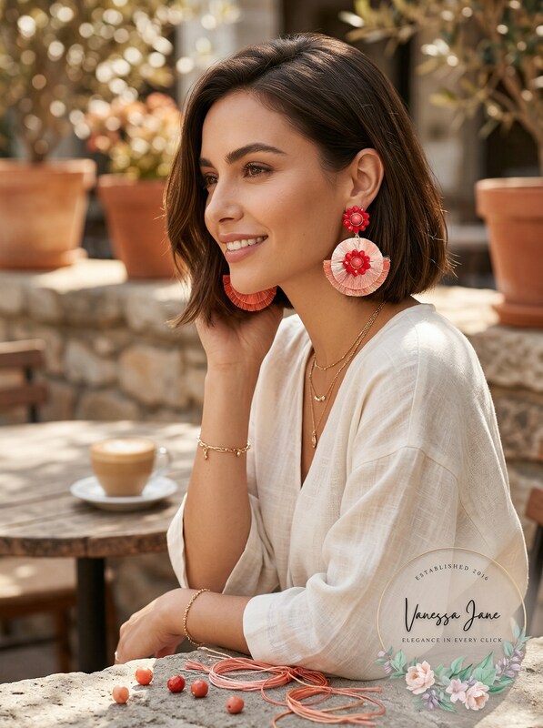 INC International Concepts Gold-Tone Beaded &amp; Fringe Drop Earrings (Coral)