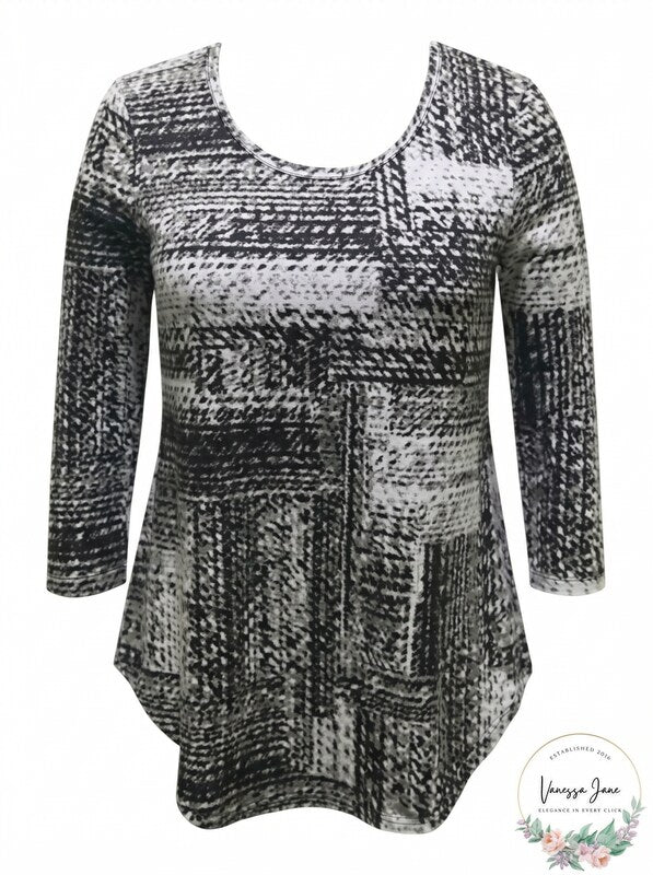 Jm Collection Abstract-Print Top,size Small