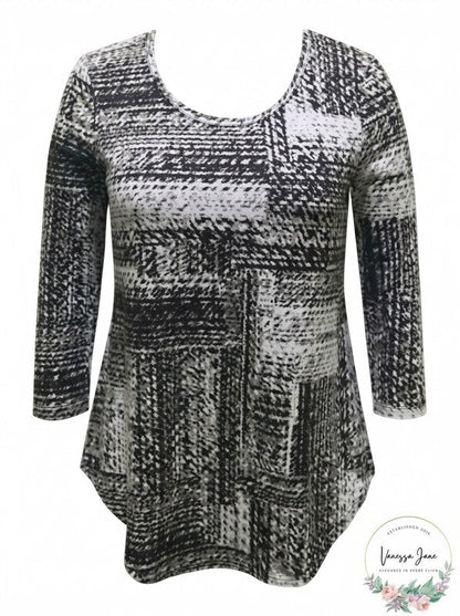 Jm Collection Abstract-Print Top,size Small