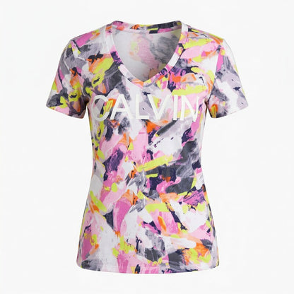 Calvin Klein Performance Plus Size V-Neck Printed Logo T-Shirt, Size 1X