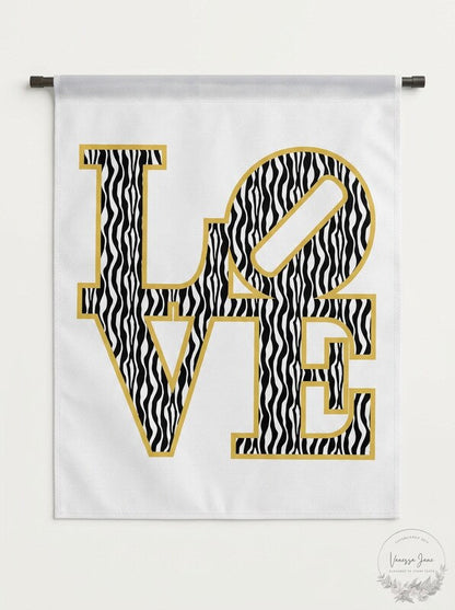 Garden Flag, 12 by 18-Inch Love with Vertical Zebra Stripes