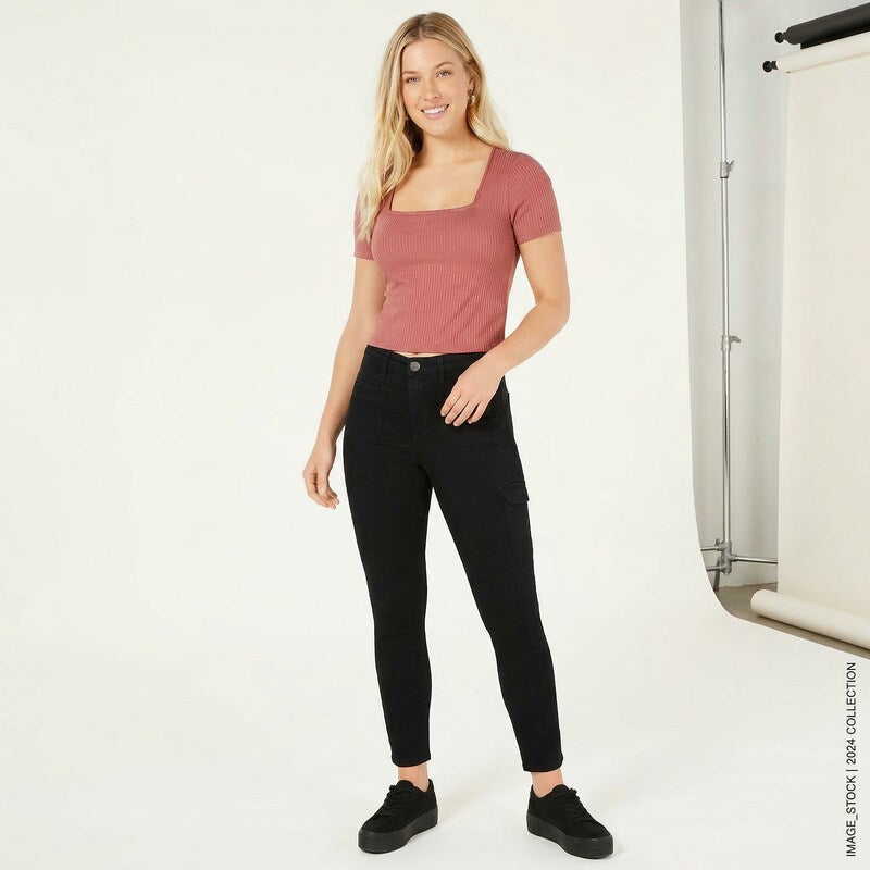 Gypsies &amp; Moondust Juniors Ribbed Crop Top,Size Large