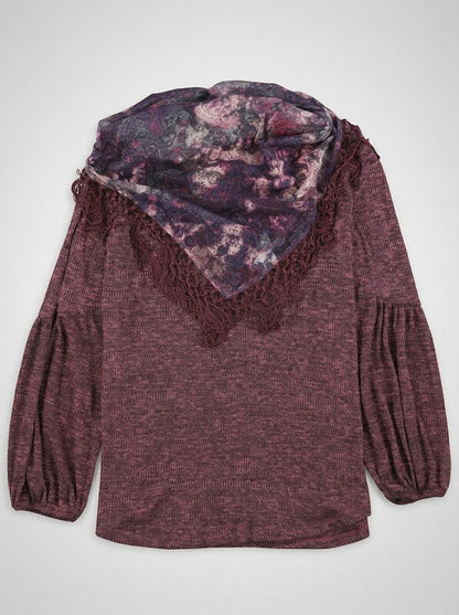 Style &amp; Co Tassel-Trim Blouse with Removable Scarf, Size Small