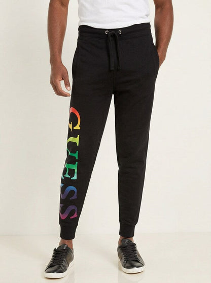 Guess Mens Arthur Ombre Rainbow Logo Joggers, Size XXL