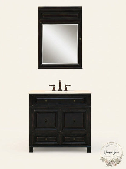 Sunny Wood BH2635m Barton Hill 26in Single Door Medicine Cabinet – Black