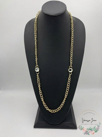Charter Club Crystal and Large Link 36inches Strand Necklace