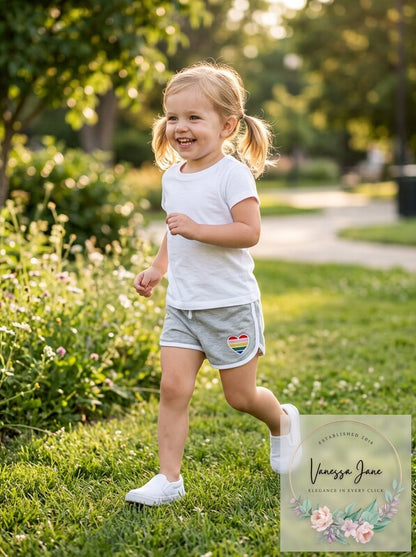 Ideology Little Girls  Rainbow Heart Shorts, Size 2T