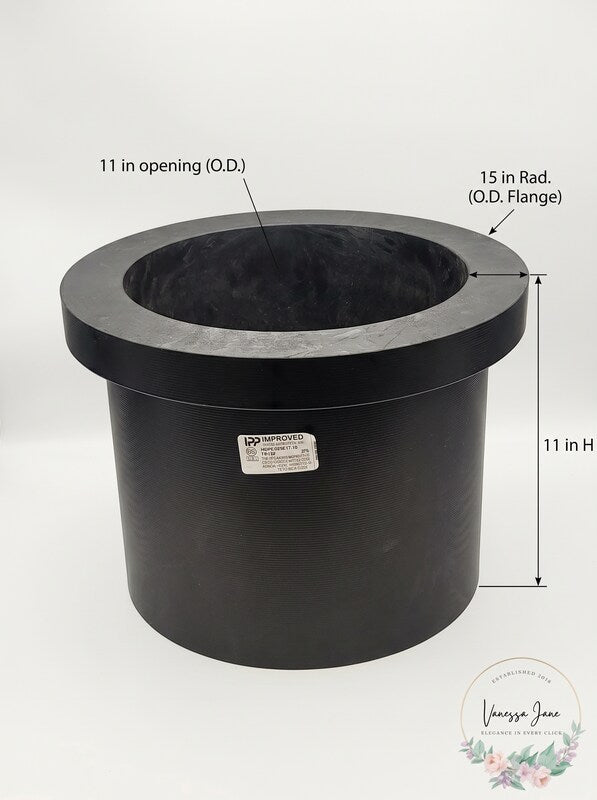 HDPE Flanged Adapter 11 in opening, 15 in Rad. 11 in H
