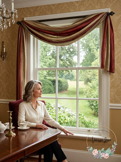 Achim Home Ombre Window Curtain Scarf, 50x144 Burgundy