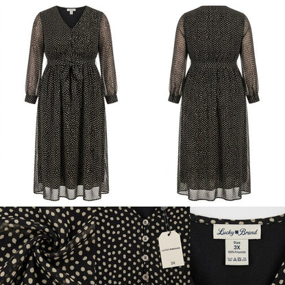Lucky Brand Plus Dot Print Maxi Dress, Size 3X