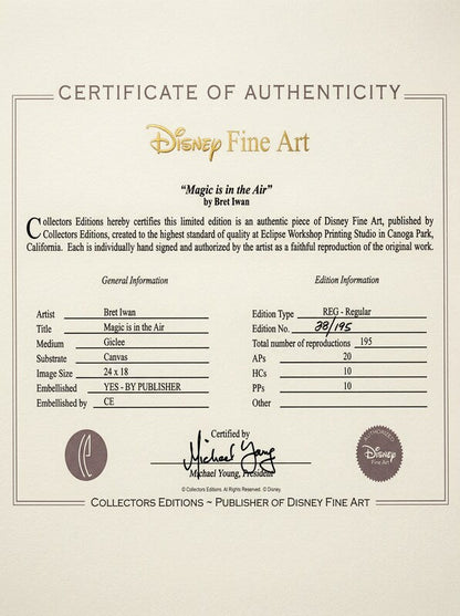 Disney Fine Art Magic is in the Air by Bret Iwan Certificate of Authenticity