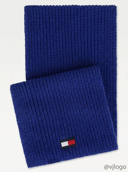 Tommy Hilfiger Mens Logo Patch Scarf, Blue, Long (60 in. and up)