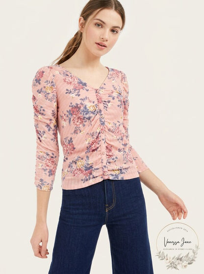 Crave Fame Juniors Ruched Textured Top