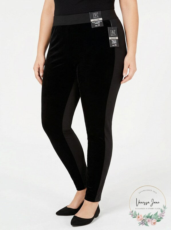 I.n.c. Shaping Plus Size Velvet &amp; Stretch Leggings, Size 2X