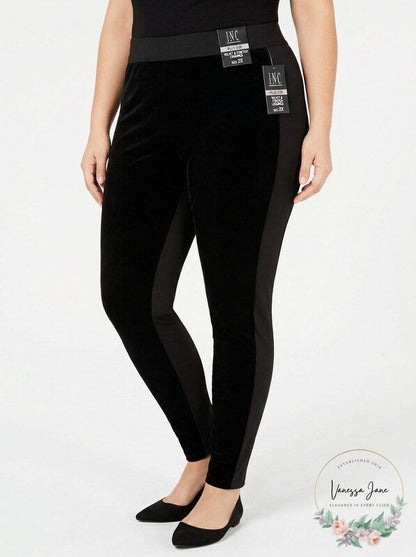 I.n.c. Shaping Plus Size Velvet &amp; Stretch Leggings, Size 2X