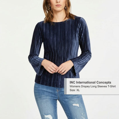 INC Womens Drapey Long Sleeves T-Shirt, Size XL