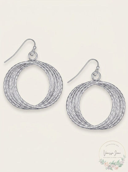 Thalia Sodi Silver-Tone Multi-Ring Medium 1.3 Drop Hoop Earrings