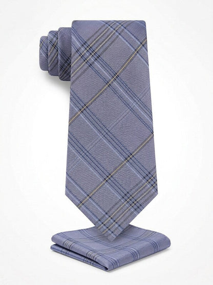 Calvin Klein Blue Mod Tonal Tartan Print Tie
