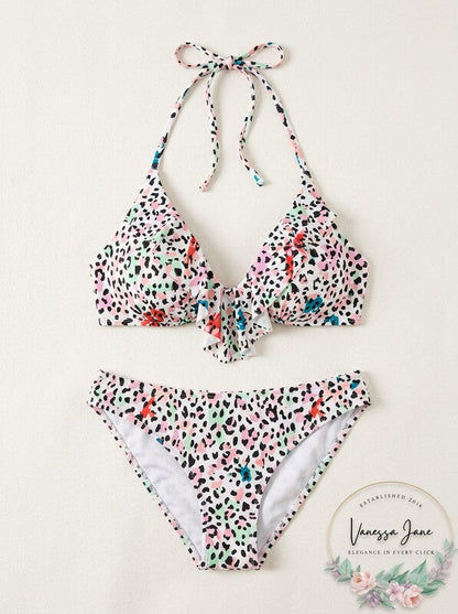 Salt + Cove Juniors Waiting Fur Tonight Push-up Bikini Top-L/ Leopard Multi