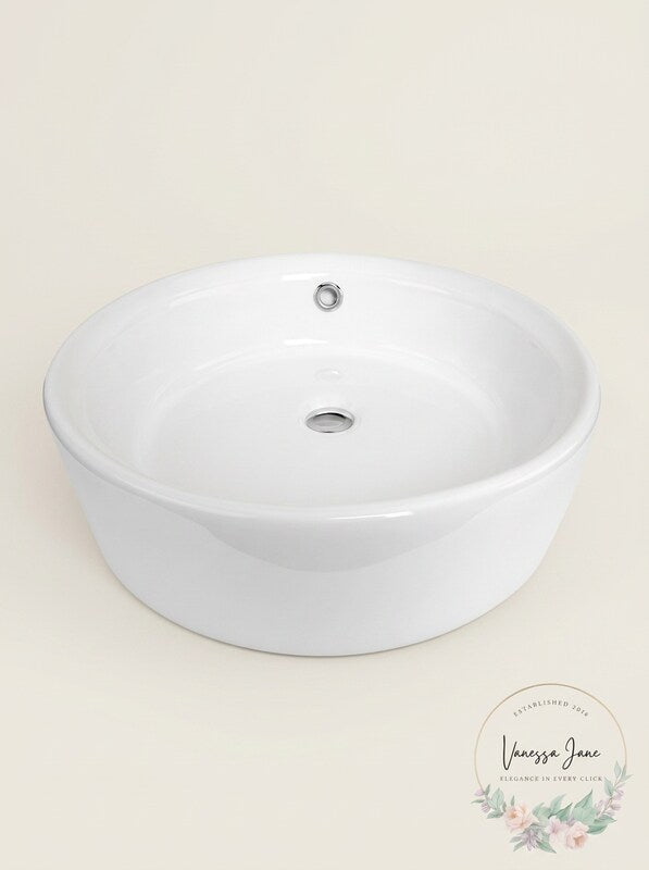 Eago EAGO 15.75-in White Round Counter Top Vessel Sink BA129