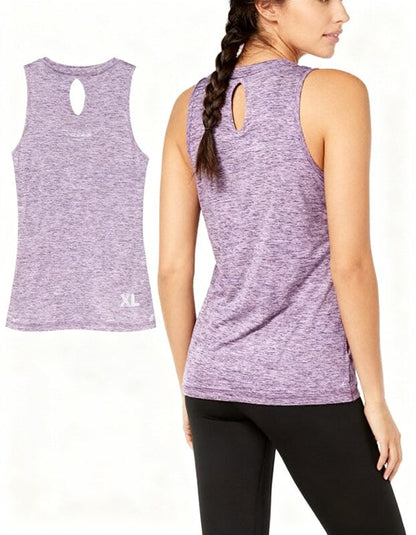 Ideology Heathered Keyhole-Back Tank Top,Size XL