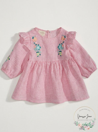 First Impressions Baby Girls Striped Floral-Embroidered Top, Size 18 Months